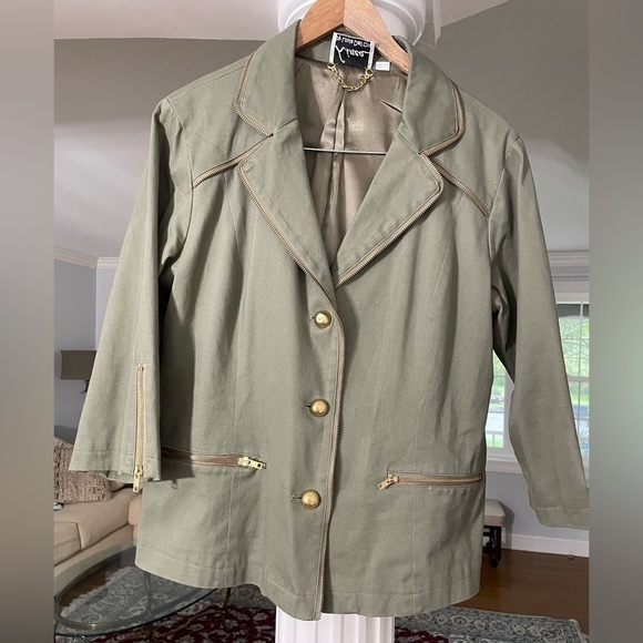 Linea by Lois Dell’Olio women’s sage green cottonJacket with zipper Details L - Picture 1 of 9